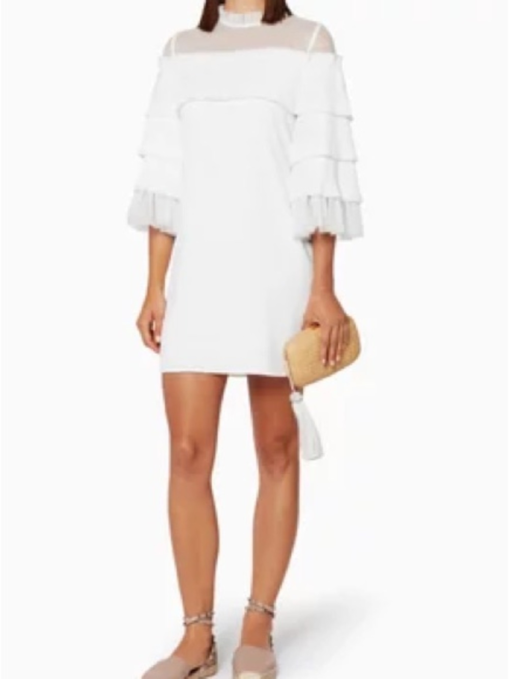 White Pierre Ruffle Dress